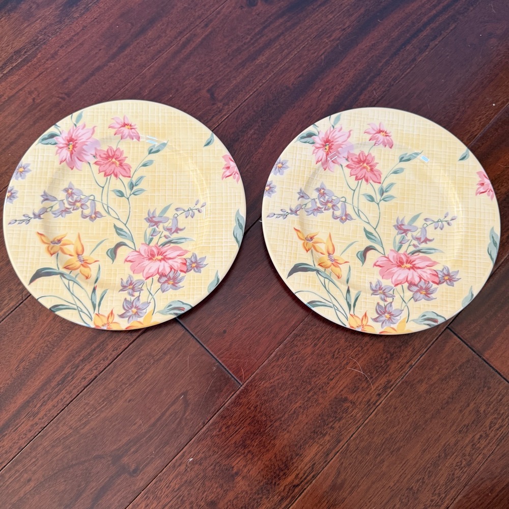 Lenox Perennial Garden Dinner Plates 10" Floral Evergreen Garden Set of 2